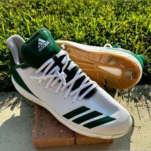 Adidas Boost Icon 4 Metal Baseball Cleats White Green New Men's Size 13.5